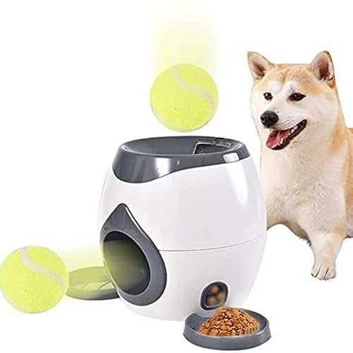 KMOCEPLY Automatischer Hundeballwerfer für den Innenbereich, mit flachem Tablett, Hunde-Tennisball-Maschine mit 2 Bällen, interaktives Hundespielzeug für Hund, Welpen, Haustier, Tennis, von KMOCEPLY