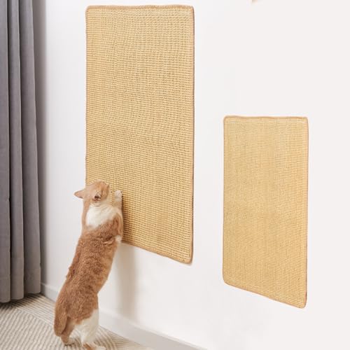 2-teilige Katzenkratzmatte Sisal-Kissen, verschleißfest und Kratzfest, Fallen Nicht aus dem Chip,Anti-Katzen-Kratzer,schützen das Sofa,Haustiermatte,Katzenkratzbrett, Krallenschleifen (30 * 60cm) von KMQRDZi