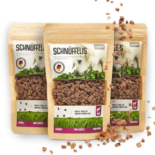 KNAUDER'S Best - Hundeleckerli Schnüffelis - 3X 100g Pferd Snacks - Hunde Leckerlis aus 100% Muskelfleisch - Hundeleckerli getreidefrei & ohne chemische Zusatzstoffe - Leckereien für Hunde von KNAUDER´S BEST