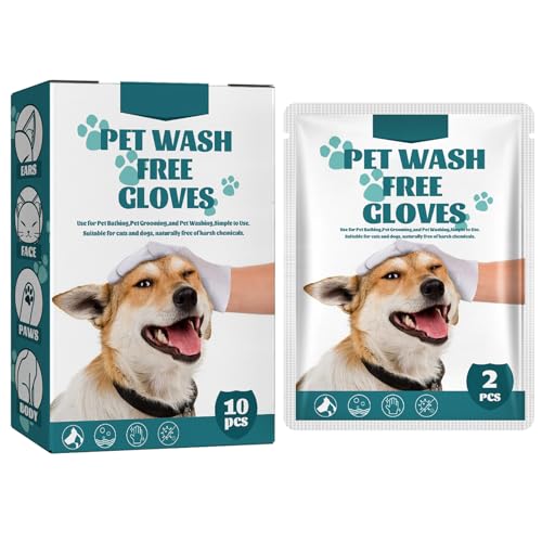 KOAHDE Haustier-Massage-Reinigungshandschuhe,Reinigung Handschuhe für Haustiere,Pet No Washing Handschuh,Pflegetücher für Hunde & Katze Reinigung,Pflegetücher für Hunde & Katze,10PC von KOAHDE