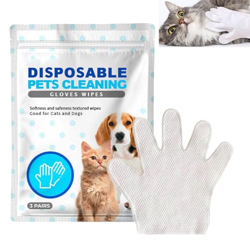 KOAHDE Pet No Washing Glove,Multifunctional Quick Bath Dog Wipes,Gentle Deodorizing Pet Finger Wipes,Wash Free Wipes Dog Cleaning Gloves Wipes,Dog Wipes Gloves Wash Free Gloves,3 PAIRS von KOAHDE