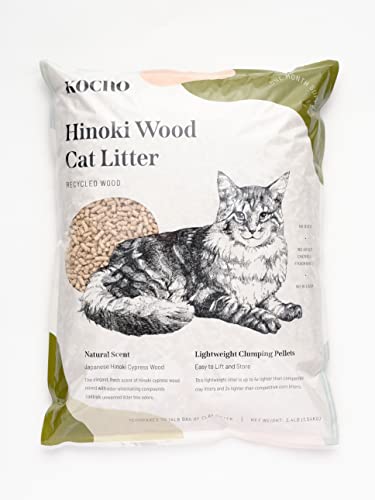 KOCHO Hinoki Katzenstreu aus Holz, Ultraleicht, frischer Duft nach japanischer Zypresse von KOCHO