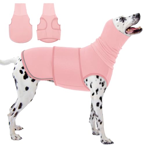 KOESON Beruhigender Kapuzenpullover für Hunde, Donnerjacke mit Ohrwickel, atmungsaktive Hunde-Angstweste für Donner, Feuerwerk, Reisen, Trennung, Komfort, Haustier-Angstlinderung, Rosa, Größe 3XL von KOESON