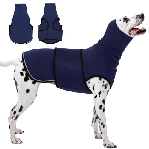 KOESON Beruhigender Kapuzenpullover für Hunde, Donnerjacke mit Ohrwickel, atmungsaktive Hunde-Angstweste für Donner, Feuerwerk, Reisen, Trennung, Komfort, Haustier-Angstlinderung, Marineblau, 3XL von KOESON