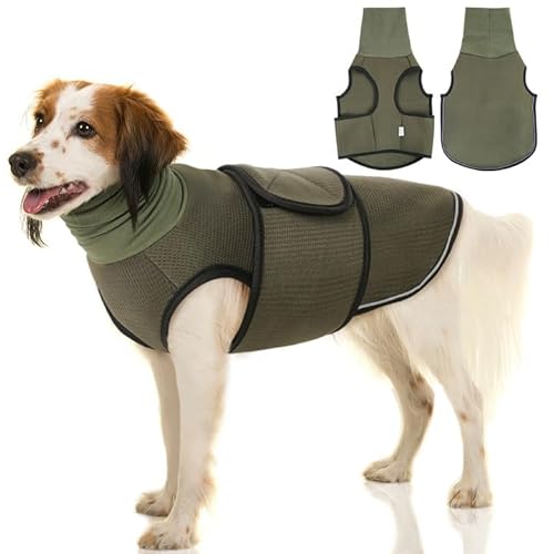 KOESON Hunde-Angstweste, Donnerjacke für große Hunde, beruhigende Jacke mit Kapuze, Hunde-Angstjacke für Feuerwerk, Trennung, Anti-Angst-Hunde-Kapuzenpullover für Lärmschutz und Gehörschutz, Grün, von KOESON