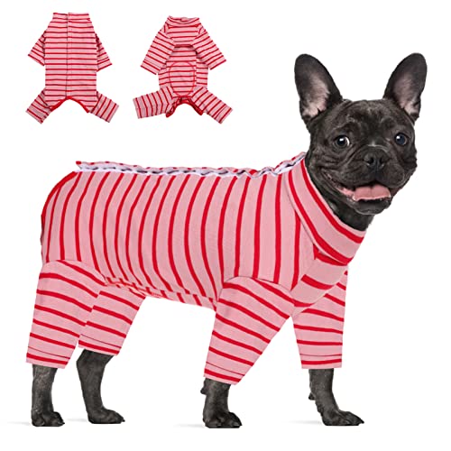 KOESON Hunde-Genesungsanzug, Hunde-Einteiler für Operationen, Hündinnen, Chirurgie, Genesungsanzug, Anti-Lecking, E-Cone-Alternative, langärmelig, Hunde-Pyjama für kleine Hunde, Rot, groß von KOESON