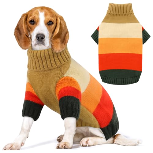 KOESON Hundepullover, mittelgroße Hunde, Halloween-Hundepullover für mittelgroße Hunde, gestrickter Rollkragenpullover für Herbst, Winter und Frühling, Braun, Größe M von KOESON