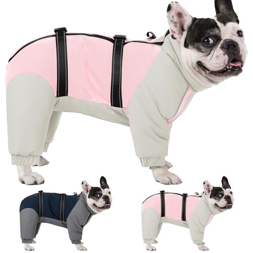 KOESON Vierbeiniger Hunde-Wintermantel, Warme kleine Hundejacke Hundemäntel mit verstellbaren Schnallen, Rollkragen Winddichte Hunde-Fleecejacken Reflektierender Ganzkörper-Hunde-Schneeanzug von KOESON