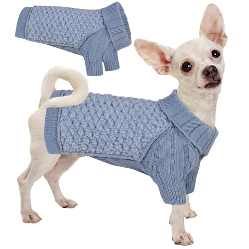 KOESON Warmer Hundepullover, weicher Fleece, Hundepullover, Rollkragen, Hundestrickwaren mit langen Ärmeln, gestrickte kleine Hundepullover für Hund Mädchen Jungen, dickes Haustier-Sweatshirt Winter von KOESON