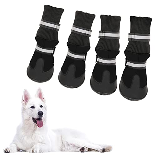 KOESON Wasserdichte Hundeschuhe für den Winter, Haustierschuhe, Outdoor-Haustier-Schneestiefel mit reflektierenden Riemen, Pfotenschutz für kaltes Wetter, mit rutschfester Sohle für mittelgroße und von KOESON