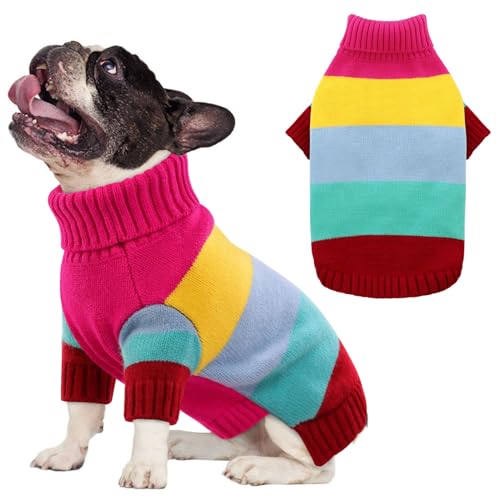 KOESON XS Hundepullover, dicker kleiner Hundepullover für weibliche Männer, Weihnachtspullover, warmer Welpenpullover für Teetasse, Yorkie, Chihuahua, Rosa, XS von KOESON