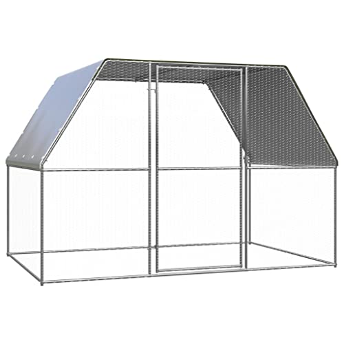 KOIECETA Hühnerstall mit Dach Schwenktür Freilaufgehege für Hühner Kleintiere Hühnerhaus Kleintierstall Outdoor-Hühnerkäfig 3x2x2 m Verzinkter Stahl von KOIECETA