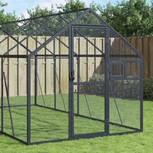 KOIECETA Voliere Vogelvoliere mit Wire Mesh Grids Vogelkäfig für Außenbereich Vogelhaus Papageienkäfig Papageienvoliere Anthrazit 1,79x10x1,85 m Aluminium von KOIECETA