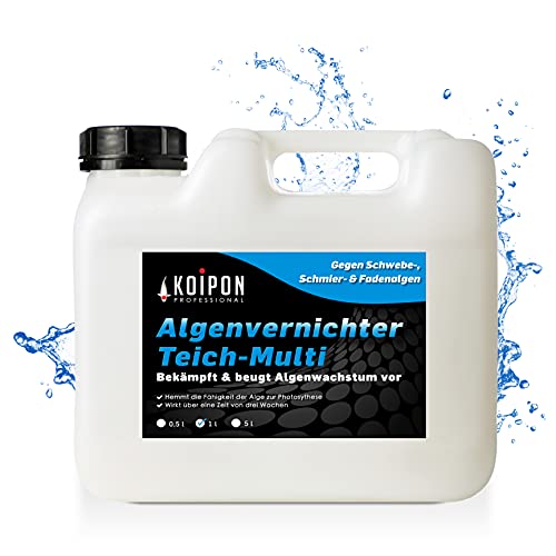 KOIPON Algenvernichter Teich-Multi 1L, Gegen Faden-, Schmier- und Schwebealgen im Gartenteich, Vernichtet schnell & wirksam hartnäckige Algen von KOIPON