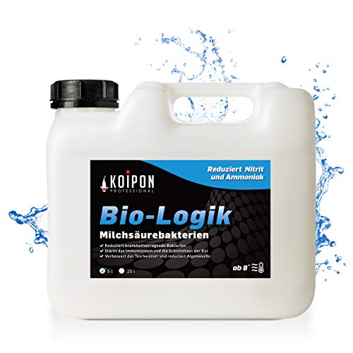 KOIPON Bio-Logik, Teich Milchsäurebakterien 5 l, Teich Bakterien zur Teichpflege vom Gartenteich & Fischteich | Reduziert Ammoniak, Nitrit und Algenwuchs von KOIPON