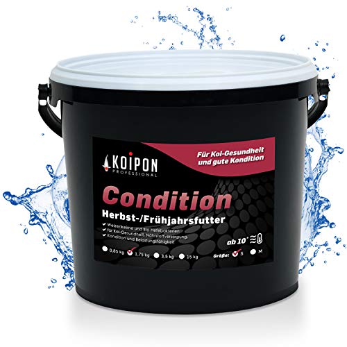 KOIPON Condition 1,75 kg 3mm Fischfutter Pellets Frühjahr & Herbst schwimmend, Teichfutter für japanische Koi, Koifutter als Goldfischfutter geeignet von KOIPON