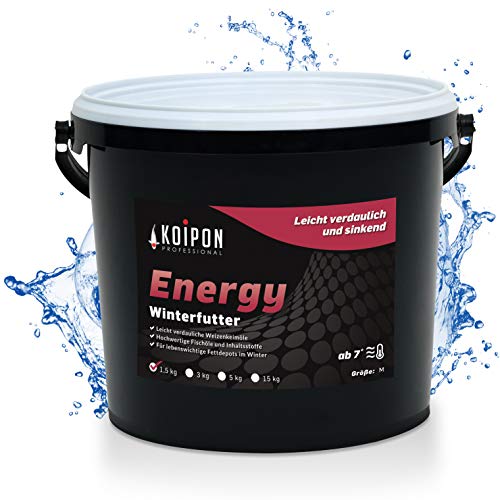 KOIPON Energy 1,5 kg Fischfutter Winter sinkend, Teichfutter 6mm Pellets für japanische Koi, Koifutter als Goldfischfutter und Winterfutter geeignet von KOIPON