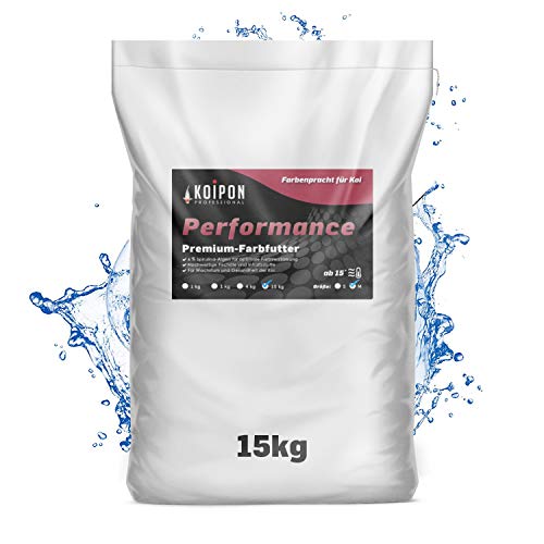 KOIPON Performance 15 kg Koifutter Sommer für Farbe, schwimmend, 6% Spirulina, Teichfutter 6 mm Pellets, Koifutter als Goldfischfutter geeignet von KOIPON