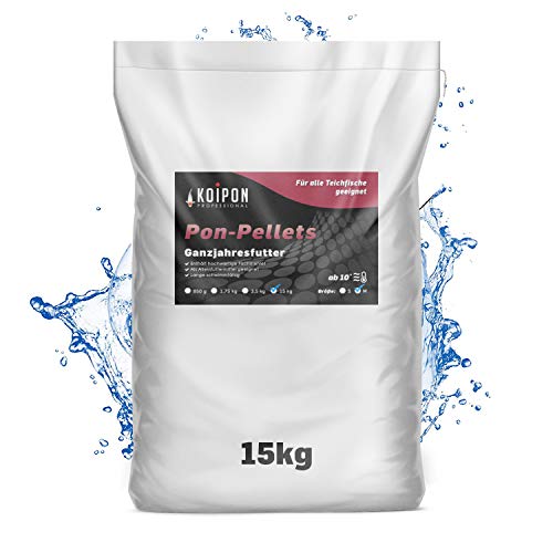 KOIPON Pon-Pellets 6mm 15 kg, Fischfutter für Teichfische, Ganzjahresfutter schwimmend, Teichfutter, als Koifutter und Goldfischfutter geeignet von KOIPON