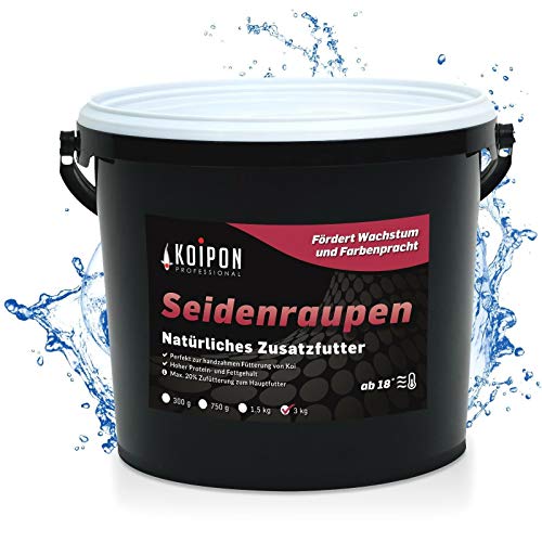 KOIPON Seidenraupen 3 kg getrocknet, Naturfutter ergänzend zu Koifutter für japanische Koi & Goldfische, Fischfutter, Leckerli zur Handfütterung von KOIPON