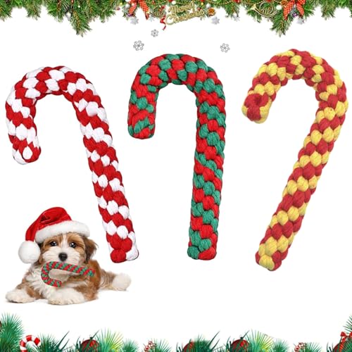 3 Stück Hundespielzeug Kauspielzeug, Hundespielzeug Zuckerstange, Weihnachten Hundespielzeug, Weihnachts Zuckerstangen Seil, Weihnachten Hund Haustiere Kauen, Hundespielzeug Seil für Zahnreinigung (B) von KOIROI