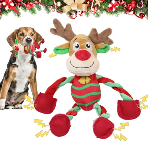 Hundespielzeug Weihnachten, Quietschendes Hundespielzeug Weihnachten, Elch Hundespielzeug Kleine Hunde, Interaktives Hundespielzeug, Weihnachten Plüsch Hundespielzeug, Weihnachtsspielzeug für Hunde von KOIROI