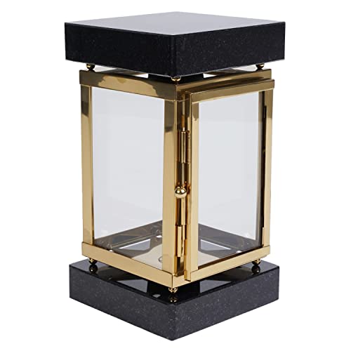 KOKA Grab-Lampe Granit Schwedisch Black Edelstahl Grab-Schmuck Friedhof-Leuchte Gold von KOKA