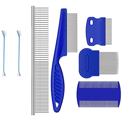 KOKSII 7 StüCk TräNenfleckentferner Kamm Doppelseitiger Hundeaugenkamm Pinsel HundeflohkäMme Doppelkopfkamm Mehrzweckwerkzeug von KOKSII