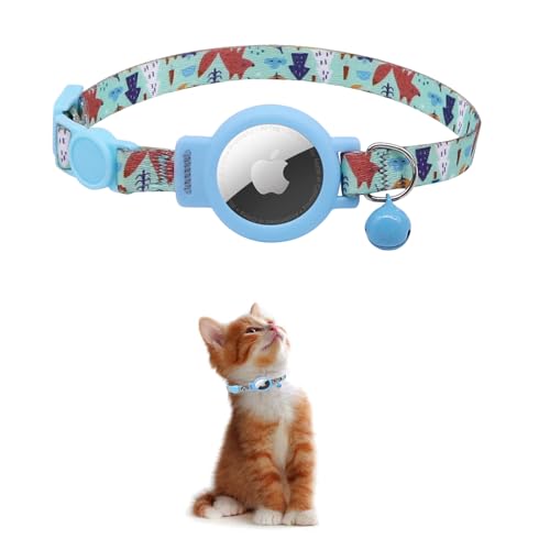 KOLACEN AirTag Cat Collar Reflektierendes AirTag Katzenhalsband, Airtag mit Airtag Hülle und Glocke, Einstellbares Airtag Katzenhalsband mit abbrechbarer Sicherheitsschnalle für Katzen Welpen (Blau) von KOLACEN