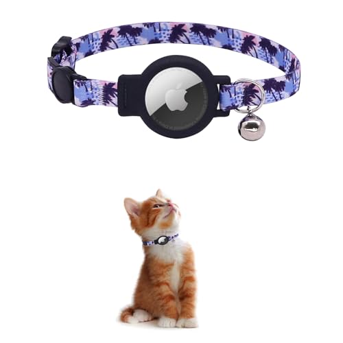 KOLACEN AirTag Cat Collar Reflektierendes AirTag Katzenhalsband, Airtag mit Airtag Hülle und Glocke, Einstellbares Airtag Katzenhalsband mit abbrechbarer Sicherheitsschnalle für Katzen Welpen (Lila) von KOLACEN