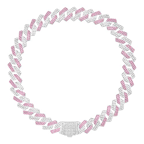 Hundehalsband, Diamant, kubanisch, 20,3 cm, Rosa + Weiß von KOLODOGO