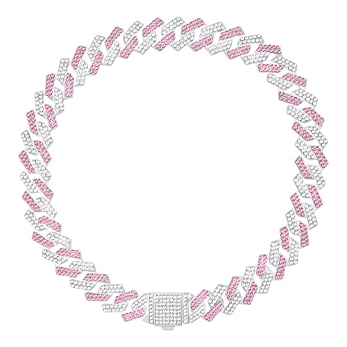 Hundehalsband, Diamant, kubanisch, 35,6 cm, Rosa + Weiß von KOLODOGO