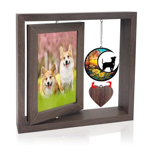 KOLODOGO Personalisierter Gedenkrahmen für Haustiere, 10,2 x 15,2 cm, drehbarer Holz-Bilderrahmen, Beileidsgeschenk für Hunde- und Katzenverlust, Erinnerung an Hundeliebhaber von KOLODOGO