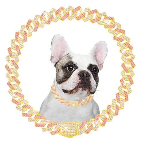 Metall-Kette für Hunde, kubanische Diamanten, mit sicherer Schnalle, Haustierhalsbänder für große und mittelgroße Hunde von KOLODOGO