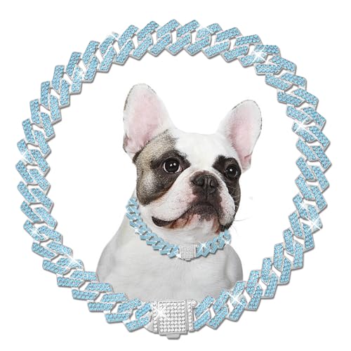 Metall-Kette für Hunde, kubanische Diamanten, mit sicherer Schnalle, Haustierhalsbänder für große und mittelgroße Hunde von KOLODOGO