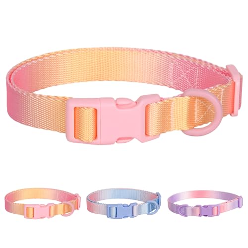 Hundehalsband aus Polyester für kleine, mittelgroße und große Hunde, weiches Basic-Hundehalsband, ausgefallene verstellbare Hundehalsbänder mit Schnellverschluss-Sicherheitsschnalle von KOLODOGO