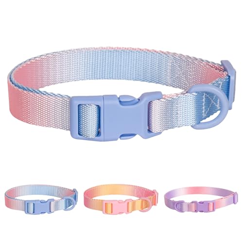 Polyester-Hundehalsband für kleine, mittelgroße und große Hunde, langlebig, weich, Basic Hundehalsbänder, ausgefallene, verstellbare Hundehalsbänder mit Schnellverschluss-Sicherheitsschnalle von KOLODOGO