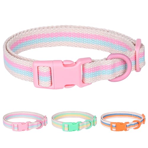 Polyester-Hundehalsband für kleine, mittelgroße und große Hunde, langlebig, weich, Basic Hundehalsbänder, ausgefallene, verstellbare Hundehalsbänder mit Schnellverschluss-Sicherheitsschnalle von KOLODOGO