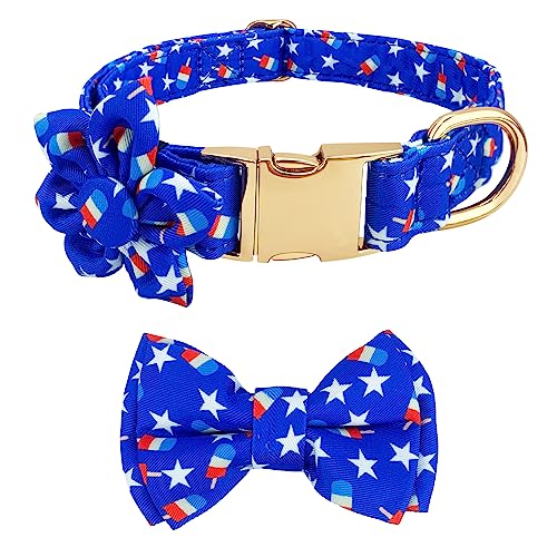 Summer Pet Hundehalsband mit Fliege, Blumenbindung, bequem, weich, für kleine Jungen, Mädchen, Hunde, verstellbare Halsbänder mit sicherer Metallschnalle für kleine, mittelgroße und große Hunde von KOLODOGO