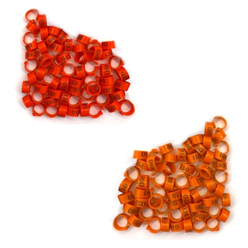 KOMUNJ 200 Stück Hühnchen Identifikation Beine Ringe, Hühner Ringe Spiral, von Großen Hühnern,Enten,Vögeln,Tauben(10mm rot + 8mm orange) von KOMUNJ