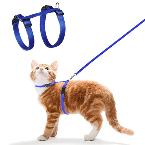 KOMUNJ Ausbruchsichere Cat Harness, Verstellbare Nylon Geschirre, Katzenleine Sicher Haltbar Welpengeschirr für Kaninchen Kätzchen Welpen und Andere Kleintiere,blau von KOMUNJ