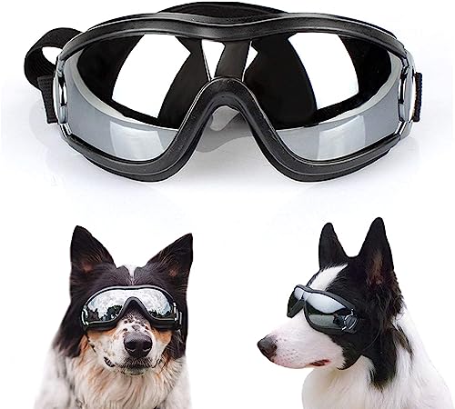 KOMUNJ Hundebrille Haustier-Sonnenbrille Wasserdicht Winddicht Augenschutz für Mittel Groß Hund Anti-UV Schutzbrille Motorrad Hunde Brille für Gross/Mittel Hunde von KOMUNJ