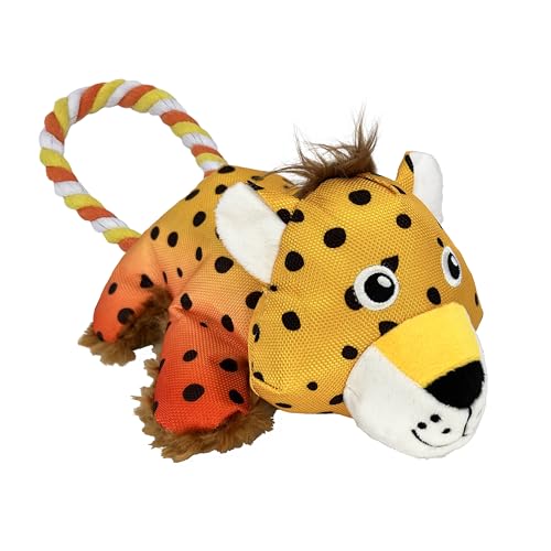 KONG Cozie Tuggz Cheetah Plüsch-Hundespielzeug für mittelgroße und große Hunde von KONG