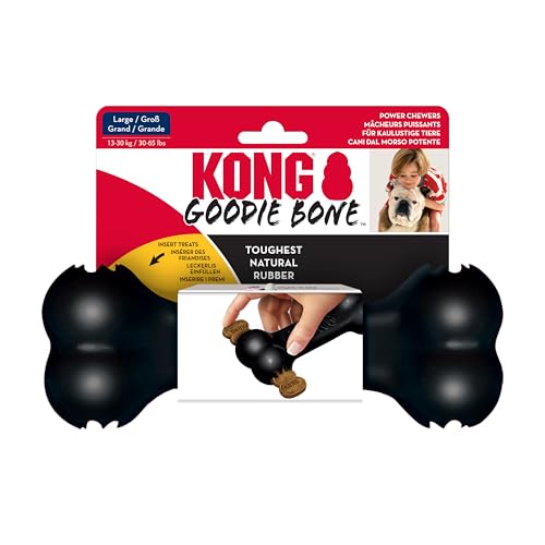 KONG – Extreme Goodie Bone – Robuster Kautschukknochen für Kräftiges Kauen, Schwarz – Für Große Hunde von KONG