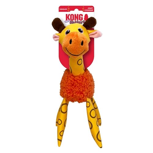 KONG Floofs Shakers - Flauschiges Fleece mit Quietscher und Kunstlederbeinen - Hundespielzeug (Giraffe, Medium) von KONG