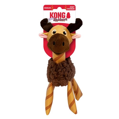 KONG Floofs Shakers - Flauschiges Fleece mit Quietscher und Kunstlederbeinen - Hundespielzeug (Moose, X-Small/Small) von KONG