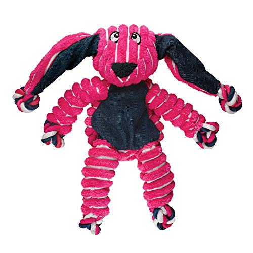 Kong Floppy Knots Bunny – internes Floppy-Knoten-Seilspielzeug für Hunde – Seil-Hundespielzeug mit Quietscher – S/M von KONG