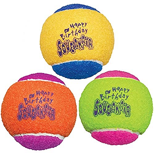 KONG Birthday Air Squeakair Balls, Medium, 3 Stück von KONG