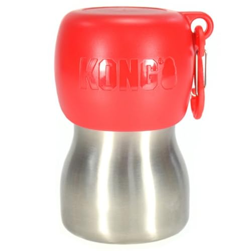 KONG H2O Wasserflasche und Futternapf, Edelstahl, 270 ml, Rot von KONG