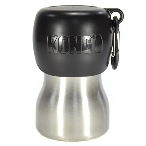 KONG H2O Wasserflasche und Futternapf, Edelstahl, 270 ml, Schwarz von KONG